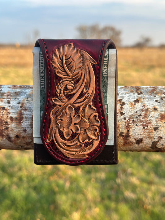 Ox-Blood Magnetic Money Clip