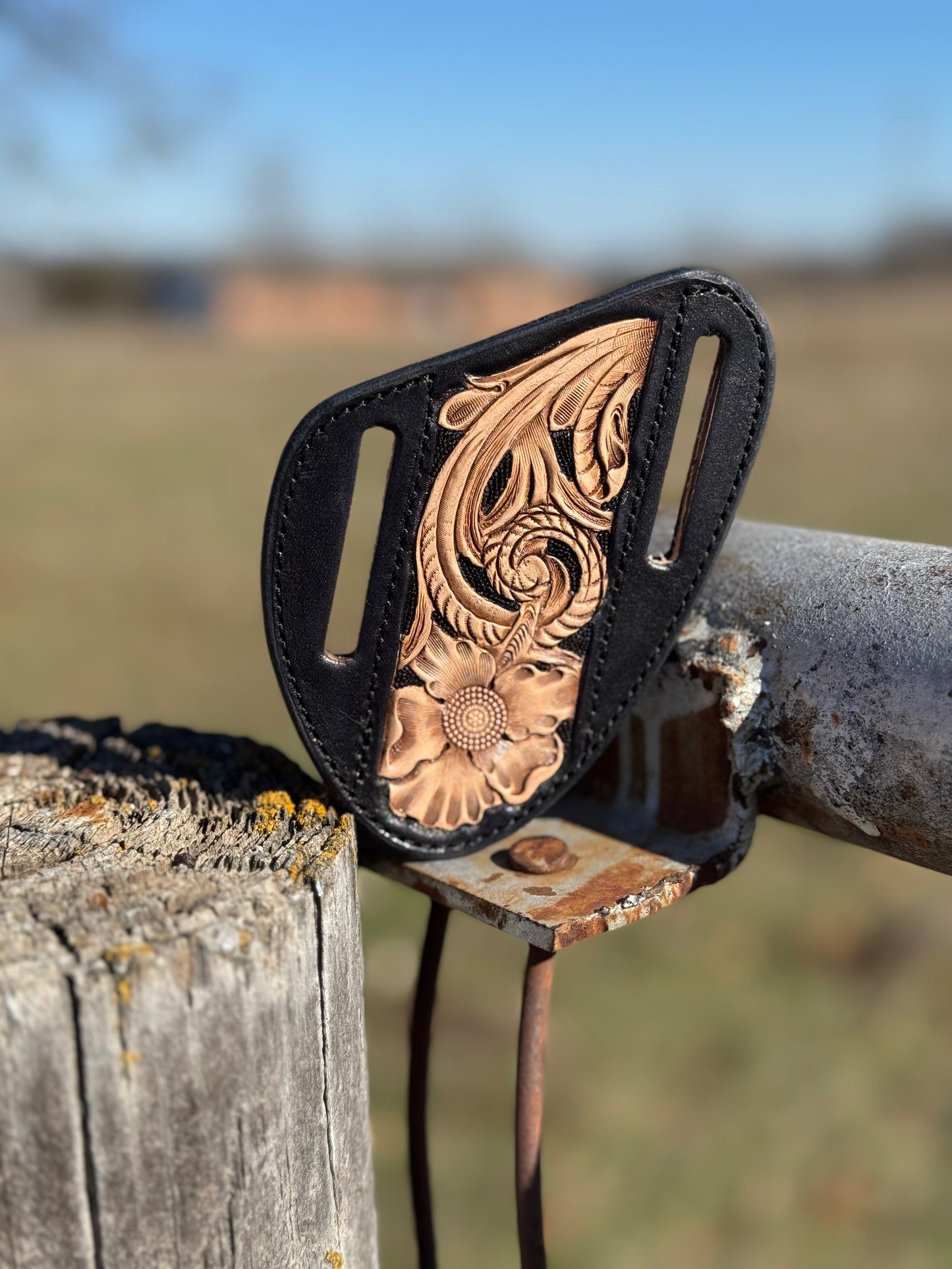 Tooled Knife Sheath/Black