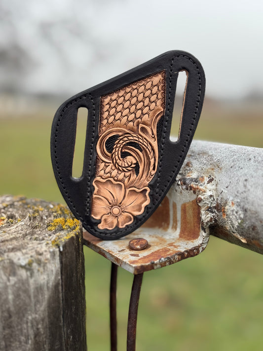 Tooled/basket stamped Knife Sheath/Black