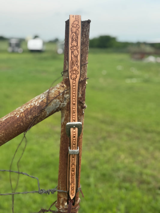 Tooled Split Ear Headstall/ Natural