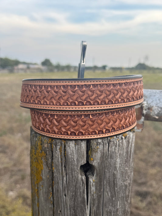 Axe head basket stamp/ Sheridan brown