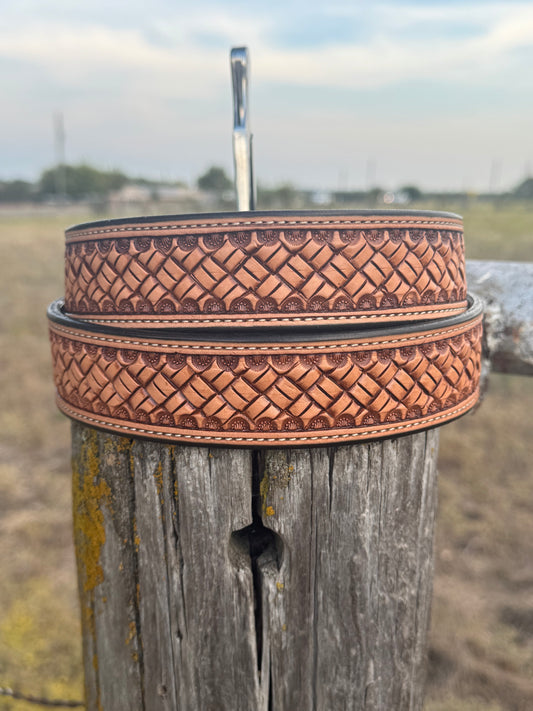 Quilted basket stamp/ Sheridan brown