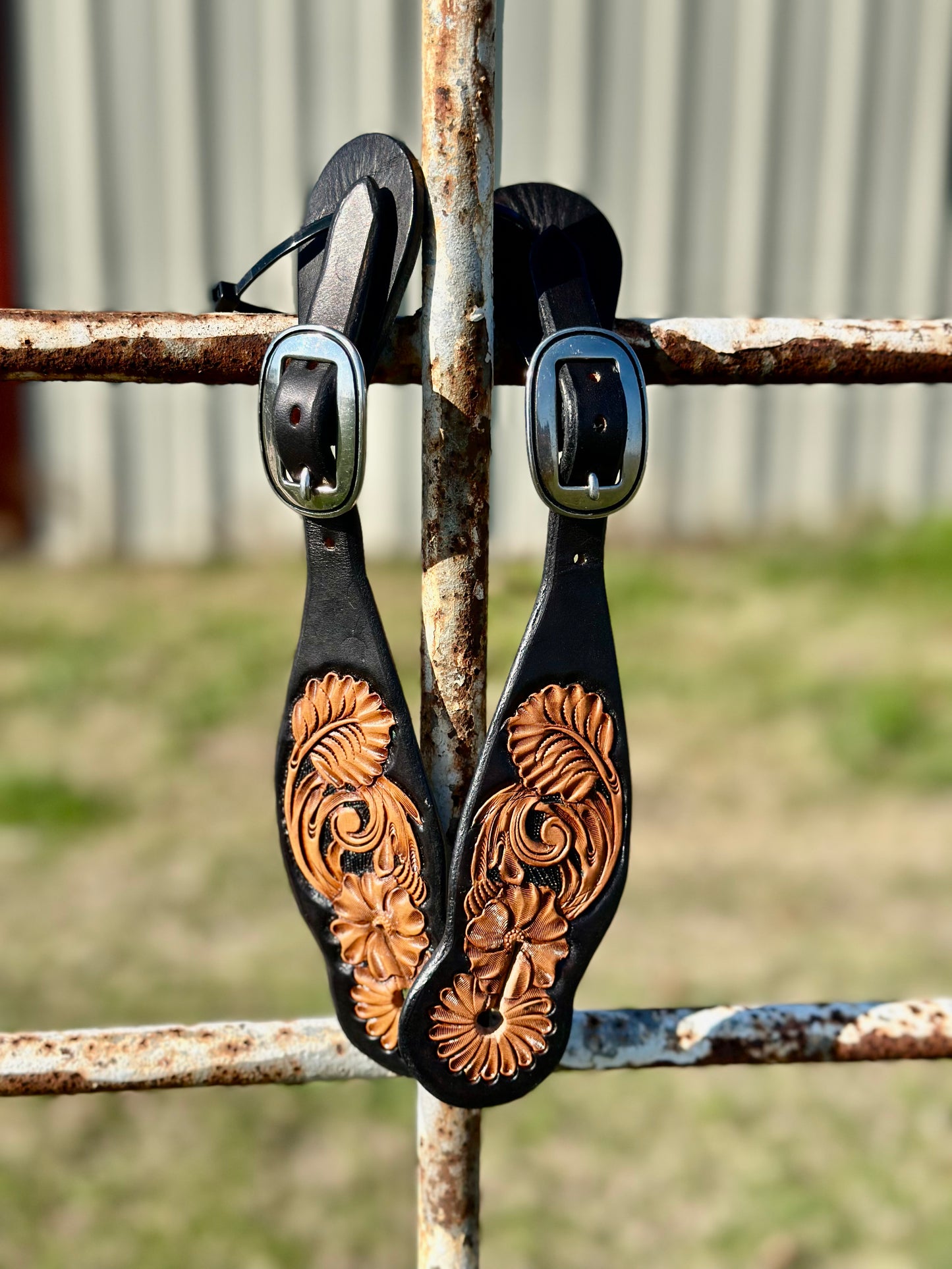 Men's Tooled Spur Straps