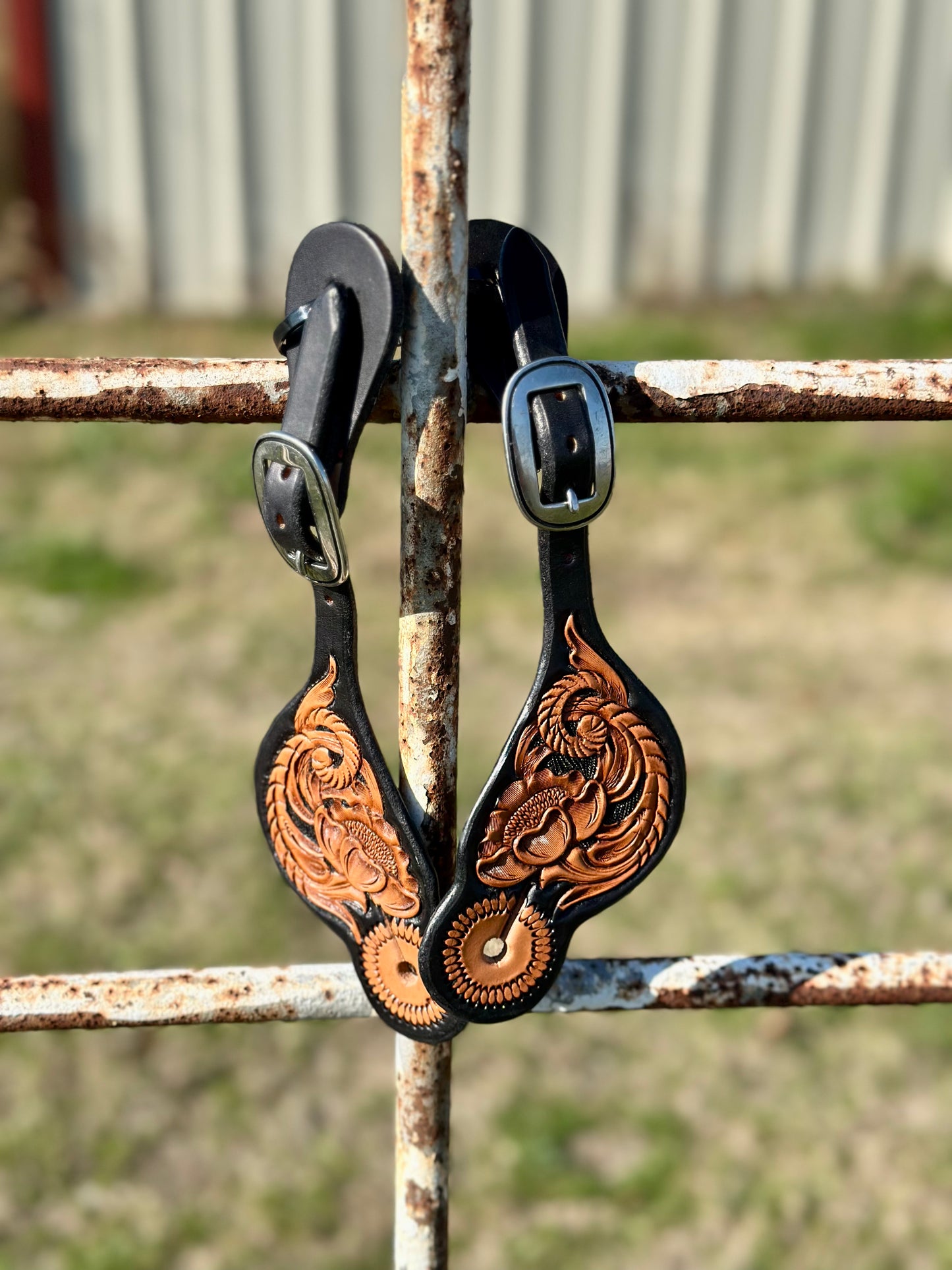 Men's Tooled Spur Straps